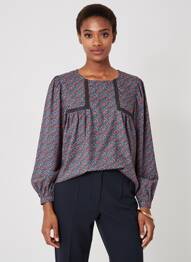 Bluză țesătură poplin mâneci lungi albastru MOLLY BRACKEN femeie