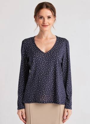 Tricou mâneci lungi mâneci lungi albastru COTE ANGLAISE femeie
