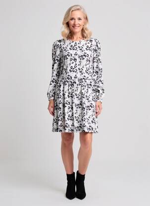 Rochie scurtă închidere cu fermoar la spate mâneci lungi gri ICHI femeie