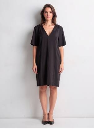 Rochie midi mâneci scurte mâneci scurte negru ICHI femeie