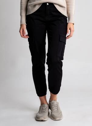 Pantalon 7/8 închidere cu fermoar sub clapetă cu nasturi negru NINA CARTER femeie