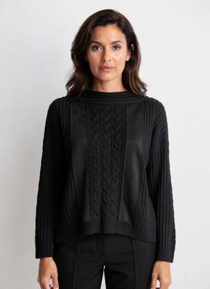 Pulover croială cambrată mâneci lungi negru TRICOT CHIC femeie
