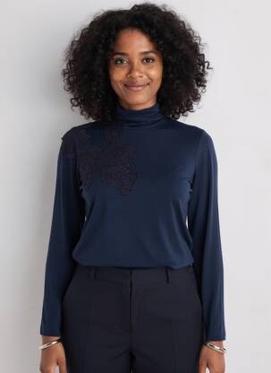 Top mâneci lungi mâneci lungi albastru TRICOT CHIC femeie