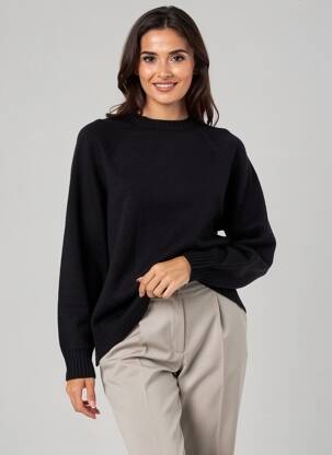 Pulover croială dreaptă mâneci lungi negru L'ATELIER D'ANNA femeie