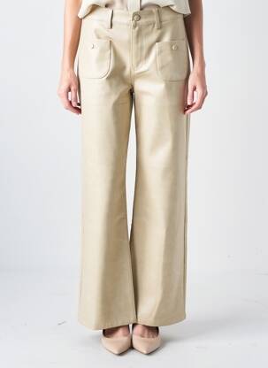 Pantalon evazat talie cu cleme talie înaltă bej ONADO femeie