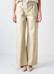 Pantalon evazat talie cu cleme talie înaltă bej ONADO femeie