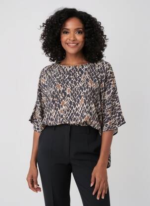 Bluză țesătură poplin mâneci 3/4 negru BETTY BARCLAY femeie