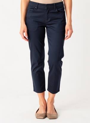 Pantalon 7/8 închidere cu fermoar sub clapetă cu nasturi albastru JENSEN femeie