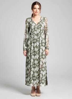 Rochie lungă mâneci lungi mâneci lungi verde TIFFOSI femeie