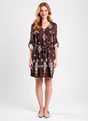 Rochie scurtă mâneci lungi mâneci lungi maro MAELLE femeie