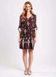 Rochie scurtă mâneci lungi mâneci lungi maro MAELLE femeie