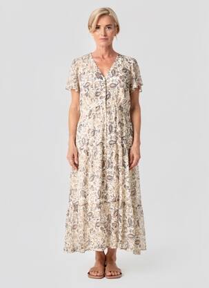 Rochie lungă mâneci scurte mâneci scurte alb MERI & ESCA femeie