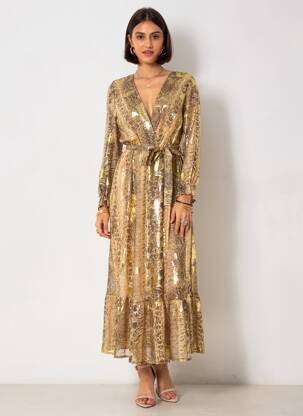 Rochie lungă mâneci lungi mâneci lungi maro JUS DE POM femme