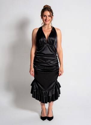 Rochie midi fără mâneci fără mâneci negru ALLYSON femeie