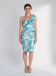 Rochie midi imprimeu fantezie fără mâneci albastru F & P femme