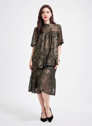 Rochie midi mâneci scurte mâneci scurte negru VANESSA SCOTT femeie