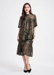 Rochie midi mâneci scurte mâneci scurte negru VANESSA SCOTT femeie