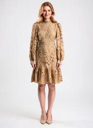 Rochie midi mâneci lungi mâneci lungi maro BHATTI femme