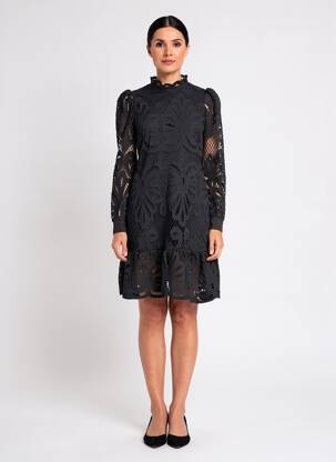 Rochie midi mâneci lungi mâneci lungi negru BHATTI femeie