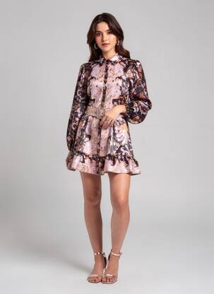Rochie scurtă mâneci lungi mâneci lungi negru F & P femeie