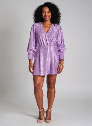 Rochie scurtă mâneci lungi mâneci lungi violet MARYLEY femeie