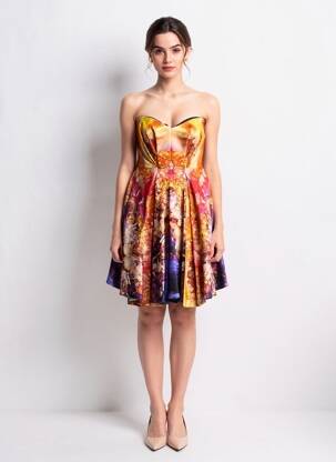 Rochie scurtă fără mâneci fără mâneci portocalie ALEXANDER MCQUEEN femeie