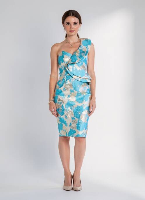 Rochie midi imprimeu fantezie fără mâneci albastru F & P femme