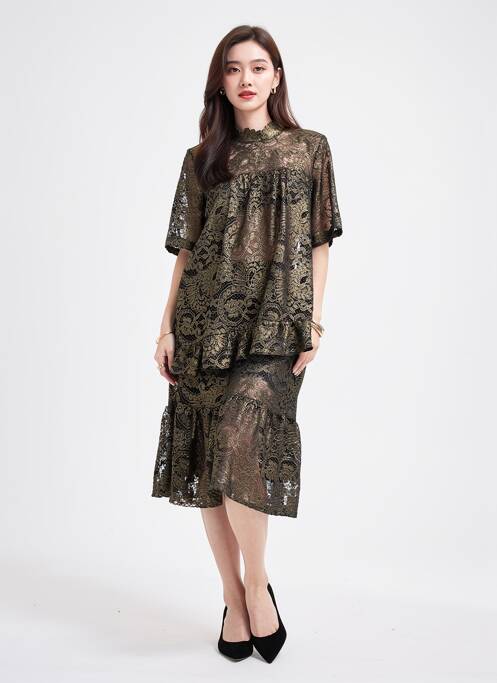 Rochie midi mâneci scurte mâneci scurte negru VANESSA SCOTT femme