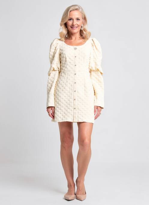 Rochie scurtă închidere cu fermoar la spate mâneci lungi bej JUS DE POM femme