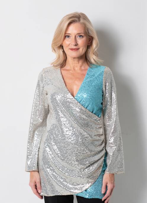 Rochie scurtă mâneci lungi mâneci lungi argintiu MARYLEY femme