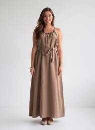 Rochie lungă fără mâneci fără mâneci maro LAMIAR femeie