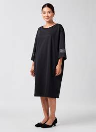 Rochie midi mâneci 3/4 mâneci 3/4 negru MAT. femme
