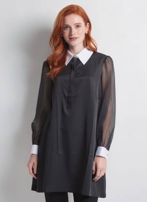 Rochie scurtă mâneci lungi mâneci lungi negru MAT. femeie