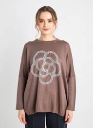 Rochie pulover guler rotund mâneci lungi maro LAMIAR femeie