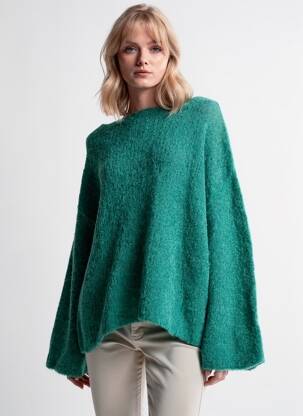 Pulover guler rotund mâneci lungi verde MES SOEURS ET MOI femme