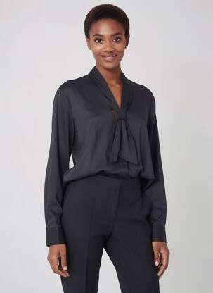 Cămașă croială dreaptă mâneci lungi negru SOPHIA CURVY femme