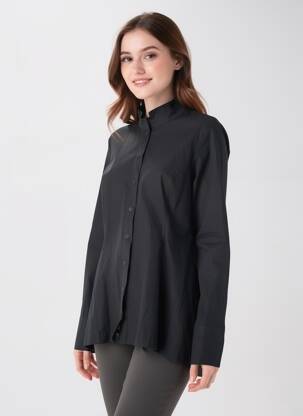 Cămașă croială dreaptă mâneci lungi negru YELLOW LABEL femeie