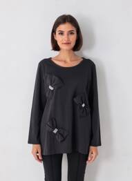 Tunică mâneci lungi guler rotund negru SOPHIA CURVY femme