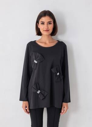 Tunică mâneci lungi guler rotund negru SOPHIA CURVY femme