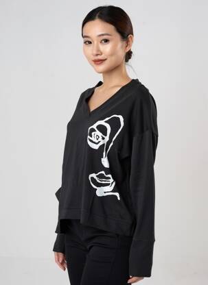 Tricou mâneci lungi mâneci lungi negru GERSHON BRAM femeie