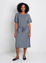 Rochie midi mâneci scurte mâneci scurte albastru YESTA femme