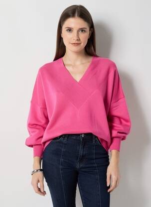 Pulover croială dreaptă mâneci lungi roz ZILCH femeie