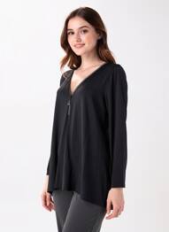 Tricou mâneci lungi mâneci lungi negru AN II VITO femme