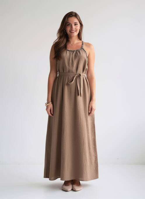 Rochie lungă fără mâneci fără mâneci maro LAMIAR femme