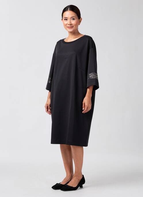 Rochie midi mâneci 3/4 mâneci 3/4 negru MAT. femme