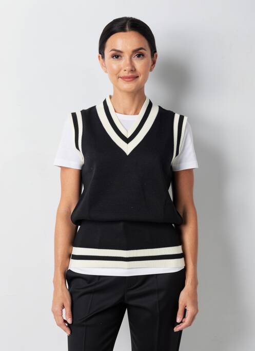 Rochie pulover guler în v mâneci scurte negru MAT. femme