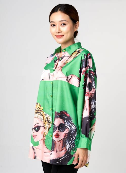 Rochie scurtă mâneci lungi mâneci lungi verde AÏKHA femme