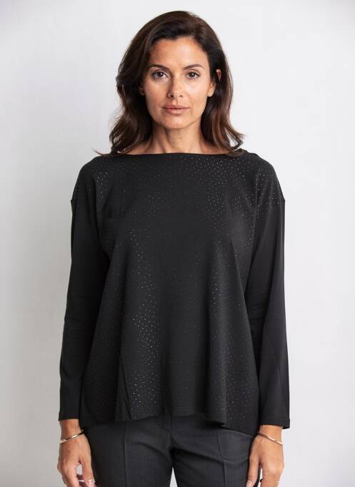 Tricou croială dreaptă mâneci lungi negru SOPHIA CURVY femme