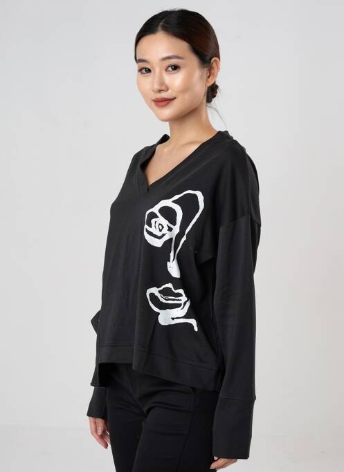 Tricou serigrafie flockată mâneci lungi negru GERSHON BRAM femme