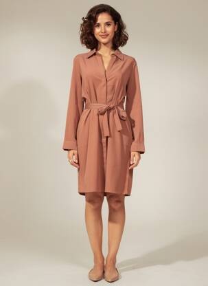 Rochie midi mâneci lungi mâneci lungi maro YAYA femeie